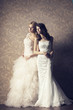 blonde and brunette bride