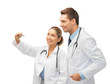 young doctors working with something imaginary