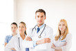 male doctor in front of medical group