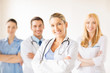 female doctor in front of medical group