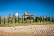 Tuscany landscape with farm in background, Italy