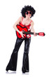 Young singer with afro cut and guitar