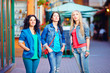 Photo: young girls stand in daze, looking upward. Advertizing impact young girls stand in daze, looking upward. Advertizing impact