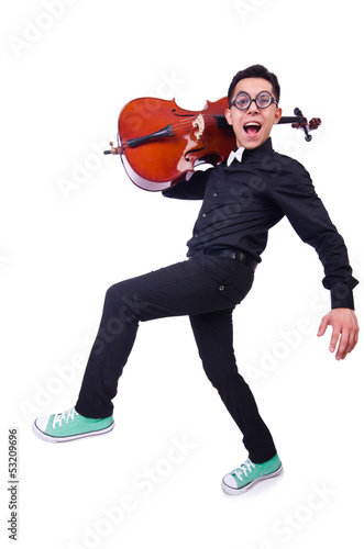 Photo: Funny violin player on white Funny violin player on white