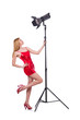 Model in the studio on white