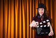 Woman gangster with movie clapper