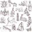 Chinese collection - full sized hand drawings on white