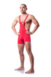 Young wrestler isolated on the white
