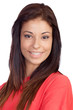 Attractive brunette girl dressed in red