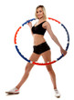 Photo: young fitness woman with hula hoop isolated young fitness woman with hula hoop isolated