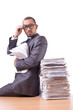 Busy businessman with lots of papers