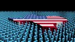 Texas map flag surrounded by many abstract people animation