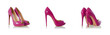 Set of woman shoes isolated on the white