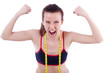 Young girl with centimeter in dieting concept