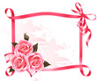 Holiday background. Colorful flowers with pink bow and ribbon. V