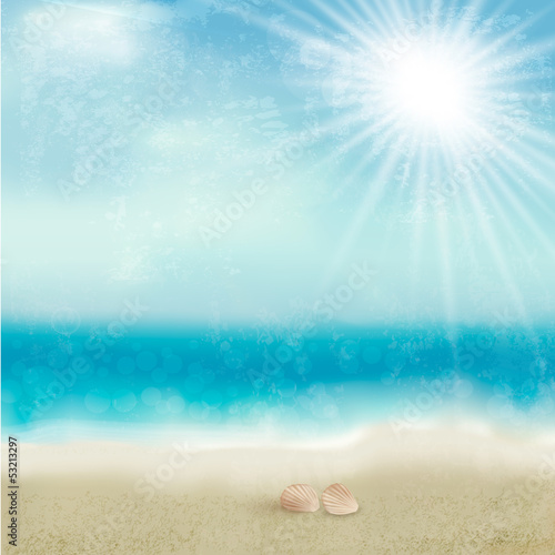 Vector: Vintage beautiful seaside background. Vector Vintage beautiful seaside background. Vector