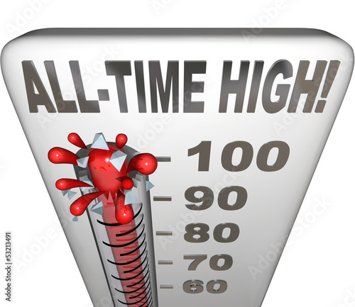 Illustration: All-Time High Record Breaker Thermometer Hot Heat Score All-Time High Record Breaker Thermometer Hot Heat Score