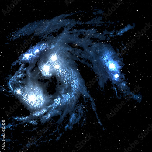 Illustration: Space nebula with bright star. Space nebula with bright star.
