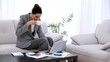 Businesswoman working on a laptop