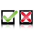 Glossy Keuz Haken Icons im Quadrat