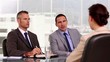 Video: Businessmen talking to an applicant Businessmen talking to an applicant