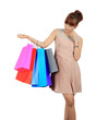 Isolated Young Asian Woman With colorful Shopping Bags