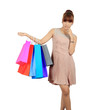 Isolated Young Asian Woman With colorful Shopping Bags