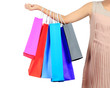 Isolated Young Asian Woman With colorful Shopping Bags