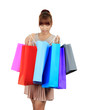 Isolated Young Asian Woman With colorful Shopping Bags