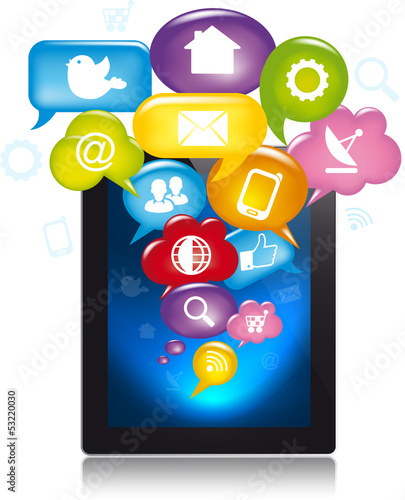 Vector: Tablet with apps Tablet with apps