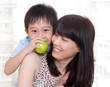 Asian mother and son