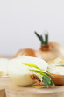 Onions on cutting board