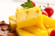 Polenta taragna with sauce and tomatoes