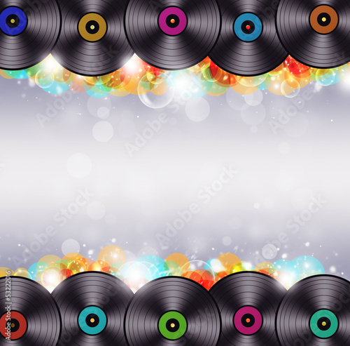 Illustration: Multicolor Music Vinyl Background Multicolor Music Vinyl Background
