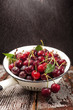 Cherries in colander