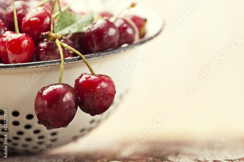 Photo: Close-up fresh cherries Close-up fresh cherries