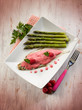 Photo: sole fish with raspberry cream and asparagus sole fish with raspberry cream and asparagus