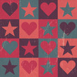 Vector: Hearts And Stars Seamless Pattern Pink, Vector Hearts And Stars Seamless Pattern Pink, Vector