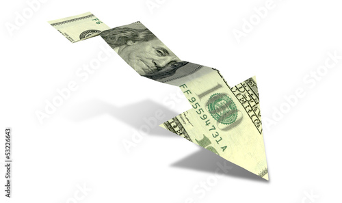 Photo: Dollar Bank Note Downward Trend Arrow Dollar Bank Note Downward Trend Arrow