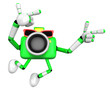 3D Green Camera characte the direction of pointing with both han