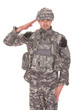 Portrait Of Man In Military Uniform Saluting