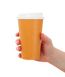 woman hand  with paper coffee cup, take away