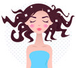 Spa woman with beautiful hair isolated on dotted background