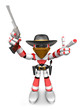 3D Red Robot villain the right hand guides and the left hand is