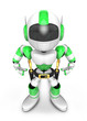 3D Green Robot cowboy is taking pose a gunfight. Create 3D Human