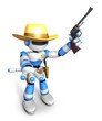 3D Blue Robot sheriff the left hand guides and the right hand is