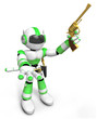 3D Green Robot cowboy the left hand guides and the right hand is