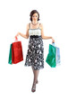 Photo: Happy young adult girl, with color-coded bags. Happy young adult girl, with color-coded bags.