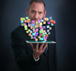 Smartphone with cloud of application icons
