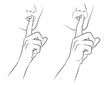 Finger auf den Lippen - Schweigen (Frau und Mann)